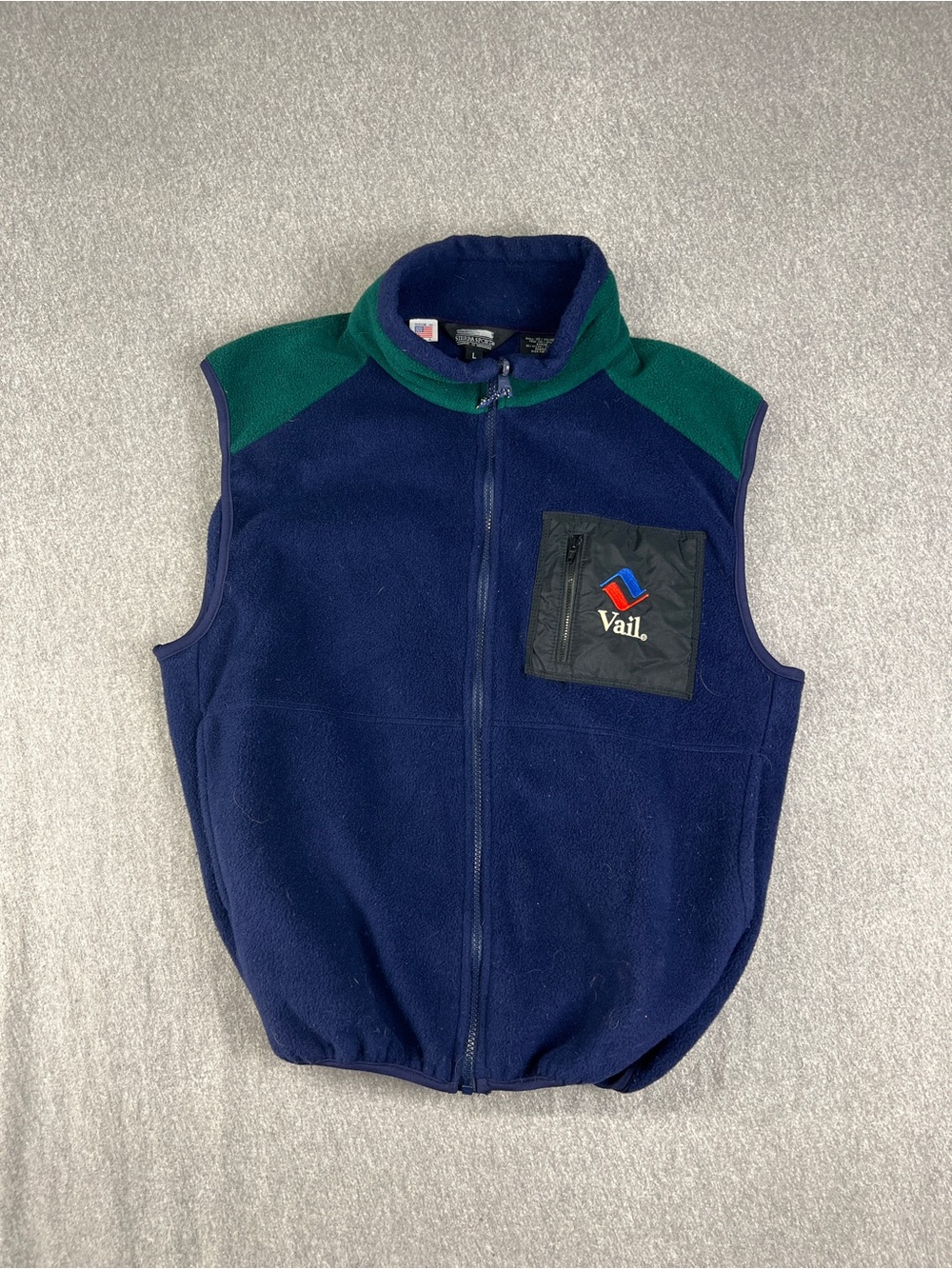Vintage Retro Sierra Sport Vail China Bowl Fleece Ski Vest - Size Large